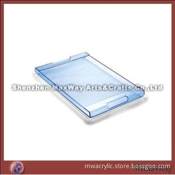 Hot Sale Bending Rectangle Blue Handy Acrylic Serving Tray